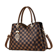 SYGA Women Luxury Spliced Handbag – Elegant Checkered Shoulder Bag with Golden Accent
