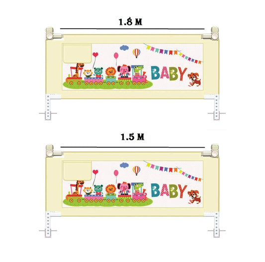 SYGA Pack of 2 Bed Rail Guard, Portable Safety Guardrail for King/Queen Size Bed - 88cm Tall_(1.5m,1.8m_Cream)