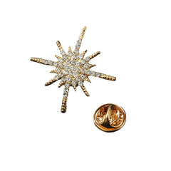 SYGA Men's Suit Chest Brooch Fashionable Rhinestone Decoration Diamond Clothing Accessories(Light Golden)
