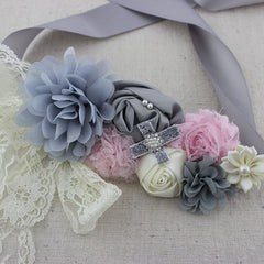 SYGA Pregnant Woman Baby Shower Maternity Flower Belt For MOM To Be & Daddy To Be Woman Belt Photography Props (Blue Wave)