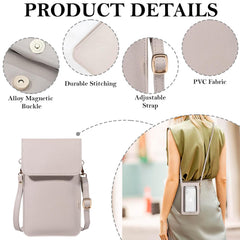 MOMISY Women Cellphone Sling Bag Mobile Card Holder Wallet Purse Clutch Handbag Crossbody Shoulder Bag for Girls (Grey)
