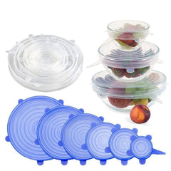 SYGA Air-Tight Silicone Stretch Lids, Reusable Silicone Lid Bowl Covers for food with Improved Grip Sealer with Platinum Food Grade Silicone, BPA free, 6 Pack of Various Sizes