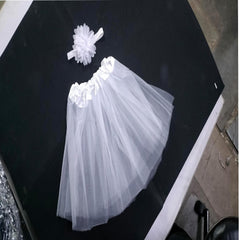 MOMISY Baby Photoshoot clothes, Skirt & Headband for Kids Parties Anniversaries costume (White1)
