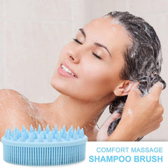 MOMISY Ultra Soft 2-in-1 Body & Shampoo Brush, Exfoliating Silicone Bath Scrubber, Premium Silicone Loofah, Scalp Massager (Blue)