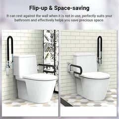 MOMISY Wall Mounted Flip up/Folding Aluminum Grab Bar Rails 23.6 Inch Toilet Handrails Bathroom Safety Bar Hand Support for Senior Citizen Injured and Handicapped (1)