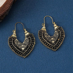 SYGA Women's Open Heart Earrings, Hollow Alloy, Vintage Style Dangles(Gold)