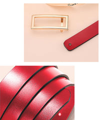 SYGA Women's Belt PU Leather Genuine Cowhide, Simple And Fashionable Decorative Suit Trouser Belt(Red)