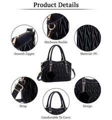 SYGA Women's Handbag New Solid Color Soft Leather Vegetable Bag Large Capacity Simple Foreign Style Mother Bag (Black)