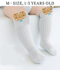 SYGA Baby Socks Boneless Over-The-Knee Thigh Socks Anti-Mosquito Long-Leg Walking Knitted Socks Suitable For 0-1 Years Old (White Elephant, Size S)