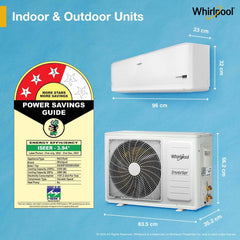 Whirlpool 2.0 Ton 3 Star, Supremecool Inverter Split AC (SUPREMECOOL 20T 3S INV EXP S5N3PB0, Copper, Convertible 4-in-1 Cooling Mode, HD Filter White)