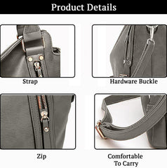 SYGA Women's Tote Bag, Large Capacity, Crossbody or Shoulder Style(SilverGrey)
