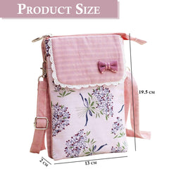 MOMISY Small Crossbody Mobile Sling Bag for Women |Stylish Phone Pouch with Detachable & Adjustable Strap |Mobile Purse|Versatile Cell Phone Pouch for Girls | Ideal Gift For Woman (Bow Pink)