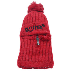 SYGA Unisex Winter Women Cap Wool Cap Smiley Zipper Pom Pom Hat Above 15 Year - Beige