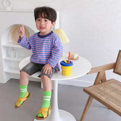 MOMISY Striped Tube Ankle Socks for Toddlers, 4 Pairs, Boys and Girls (IN, Age, 12 Months, 24 Months, 4B)