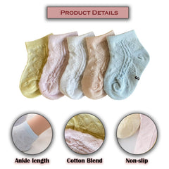 MOMISY 5 Pairs Baby Girl Boys Toddlers Infant Ankle Stretch Tube Socks-Leaves-1 to 3 Years