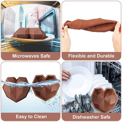 SYGA Pinata 3D Diamond Heart Love Shape Silicone Cake Mold Chocolate Mousse Dessert Baking Non-Stick Mould Pan for Mousse, Chocolate Brownie, Cheesecake, Jelly, Ice Cream, Fondant, DIY Tools-White