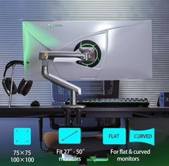 Gadget Wagon 27'' to 50 inch Gaming Monitor-Arm for Flat/Ultrawide/Curved Monitors, Heavy Duty Mount Load up to 18 kg, VESA 75/100 mm Monitor-Mount A5