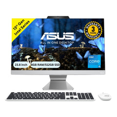 ASUS A3402, 23.8" FHD, 13th Gen, Intel Core i5-1335U, All-in-One PC (8GB RAM/512GB SSD/Windows 11/Office 2021/White/5.4 Kg) with Wireless White Keyboard & Mouse, 3 Years Warranty, A3402WVA-WPC004WS