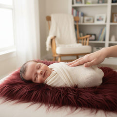 MOMISY Children’s Photography Props Blanket | Soft Cotton Blend Baby Photo Shoot Mat | Newborn Photography Prop (Maroon)