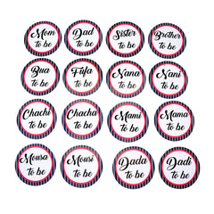 SYGA 33 Baby Shower Badges with 30 Party Photo Booth Props Combo
