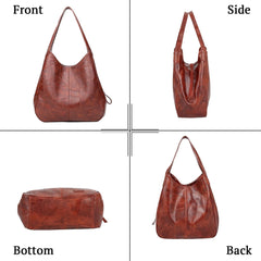 SYGA Women's Leather Shoulder Tote Bag, Large Capacity, Multi-Compartment(Brown)