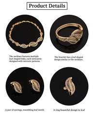 SYGA Leaf Four Piece Set Earrings,Necklace,Bracelet,Ring,Jewelry Set for Party Wedding Festive for Women & Girls Accessories
