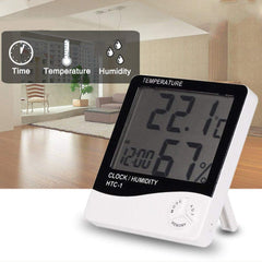 SYGA Digital Thermometer Hygrometer Temperature Humidity Meter Clock HTC-1 for Home