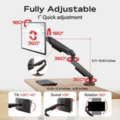 FULKUN Single Monitor Moun for 13 to 32 Inch Screens up to 22 lbs,Aluminum Ultrawide Screen Arm for Samsung Odyssey G9 and More, Fully Adjustable Monitor Stand for Desk, VESA 100x100mm (Black)