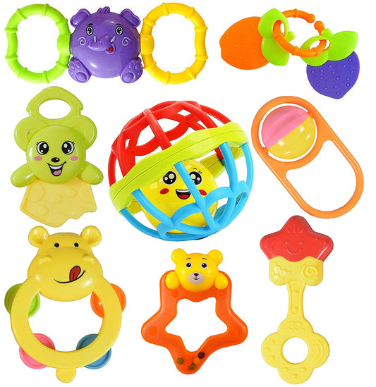 SYGA Colorful 7 Rattles and 1 Teether Toy Set