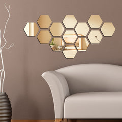 SYGA Acrylic Hexagon Wall Decor - 20 Golden Mirror