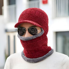 MOMISY Unisex Fleece Windproof Multi Functional Monkey Cap Winter Face Mask, Balaclavas, Neck Warmer, Cap and Bandana (Red), Free Size