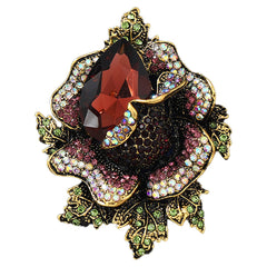 SYGA Brooch Pin Fashion Crystal Rhinestone Jewellery Pin Vintage Accessories Decoration Clothing Bouquet Brooches for Bridal Women Girl (BROWN-ROSE-BROWN)