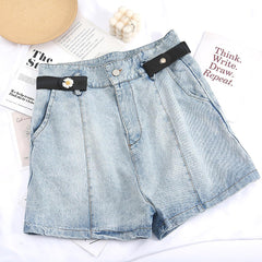 SYGA Jeans Belt Elastic Women's Punch-Free Decoration Flower buckle Style Lazy Belt