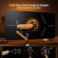 ETHU Single Heavy Duty Monitor Arm for 17-42 inches Monitors with 30 RGB Lighting Effects,Holds 15KG/33lbs,Ultrawide Monitor Arm for Curved Flat Monitors (Yellow)