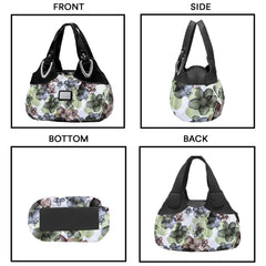 SYGA Women's Printed PU Leather Hobo Bag, Multiple Colors and Patterns, Crossbody Shoulder(BLACK FANTASY GREEN FLOWER)
