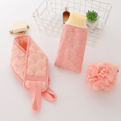 SYGA 3 PCS Set Of Sponge Bath Towel Pull Back Strap Flower Bath Gloves For Men And Women Cleaning And Soaking