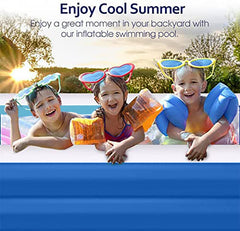 SYGA Rectangular Family Swimming Pool Inflatable Tub Kiddie Pool 3 Layer 150cm Length*105cm Width*55cm Height Bathtub for Kids, Adults, Outdoor, Garden, Backyard, Pool Party