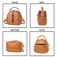 SYGA Women's Crossbody Bag, Zip Top, PU Leather Shoulder Bag (Caramel)