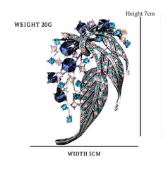 SYGA Brooch Pin Fashion Crystal Rhinestone Jewellery Pin Vintage Clothing Accessories Decoration Hollow Leaf Style Blue Brooches For Men's & Women- S231
