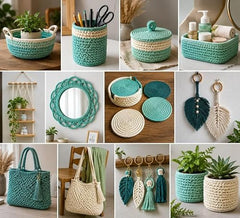 Crochet Cotton Thread Yarn Combo, 10 Rolls for Knitting, Crochet, Embroidery and Craft Making, Soft Decorative Thread for Handmade DIY Projects, Yellow & Green