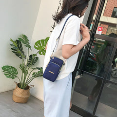 MOMISY Small Cross Body Bag, Multifunction 3 Layer Mini Shoulder Bag Phone Purse Armband with Headphone Port for Teens Girls Ladies Women (Dark Blue)
