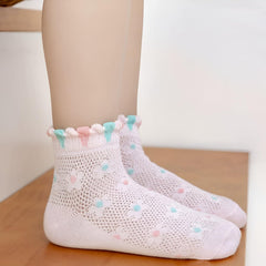 MOMISY 5 Pairs Baby Girl Boys Tube Socks Toddlers Infant Solid Color Boat Spring and Autumn Socks Stretch Baby Sock - Multicolor (IN, Age, 8 Years, 12 Years, Net Flower)