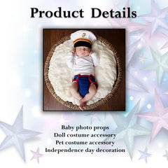 MOMISY Newborn Photography Props, Baby Girl Boy Photo Props, Infant Hand Crocheted Marine Diaper and Hat, White Red