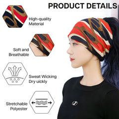 MOMISY Soft Stretch Chemo Scarf Beanie | Breathable Slouchy Hat with Stylish Prints for Women (Orange)