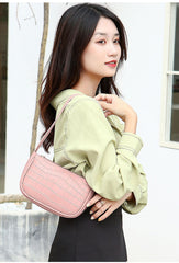 SYGA Women's Pink Handbags Crocodile Pattern Bag Ladies Shoulder Bag