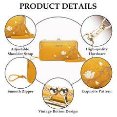 MOMISY Multi-Function Crossbody Bags for Women Mobile Purse Cell Phone Pouch with Adjustable Wide Strap Holder Pocket Small Purse Wallets Sling Bag Mini Shoulder Bags for Ladies Girls (Yellow)