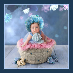 MOMISY Newborn Baby Girl Cap for Photography Props, Children's Headdress (in, Age, 0 Months, 3 Months, Blue)
