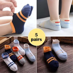 MOMISY 5 Pairs Tube Socks for children Toddlers Infant Baby Girl Boys (2Striped, 1 year to 3 year)