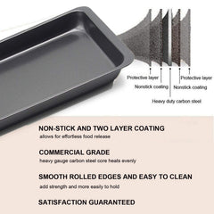 SYGA 11 inch Rectangular Carbon Steel Non-Stick bakeware Cake and Cookies Baking Oven use Plate (Black)
