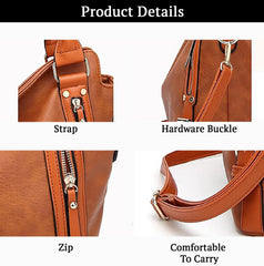 SYGA Women's Tote Bag, Large Capacity, Crossbody or Shoulder Style(Brown)